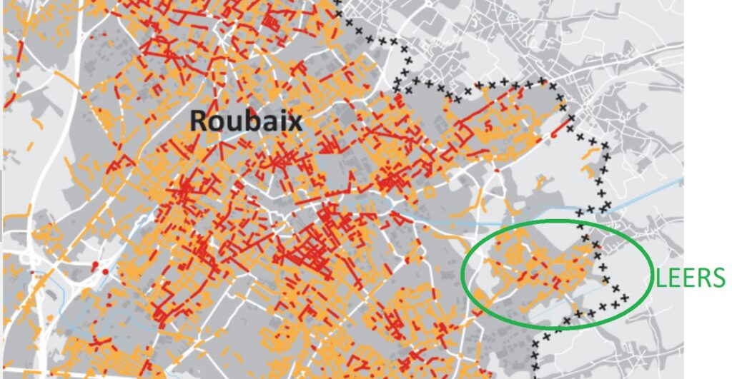 zone rouge pour Leers, possibilité d'implantation de verdissement de façades